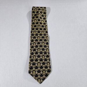 Gianni Versace 100% Silk Mens Neck Tie Gold Medusa Head Navy Blue Luxury